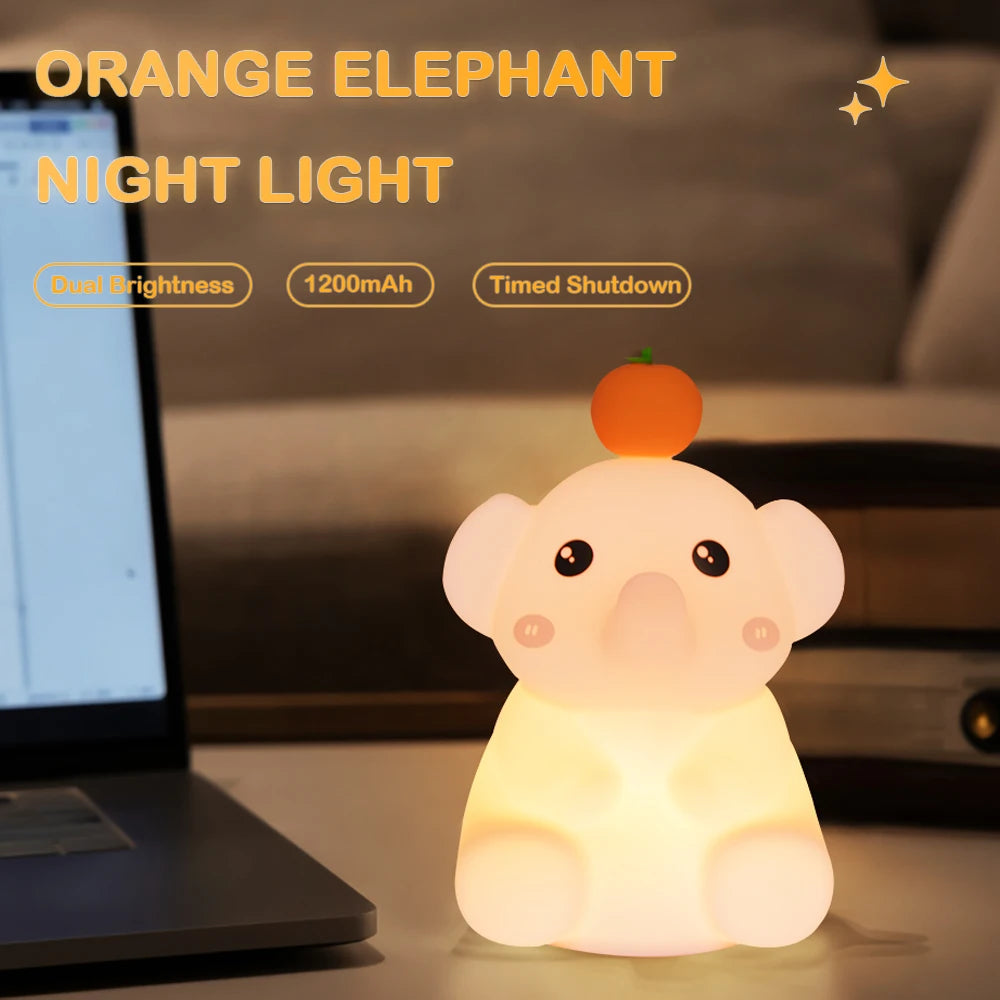 Cute Orange Elephant Night Light