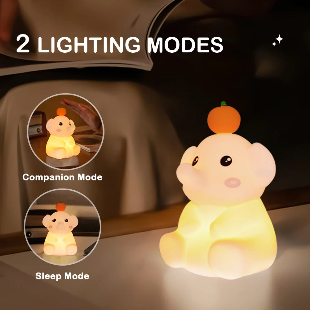 Cute Orange Elephant Night Light