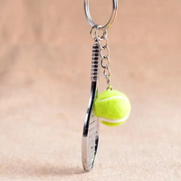 Sporty Style Tennis Racket & Ball Keychain