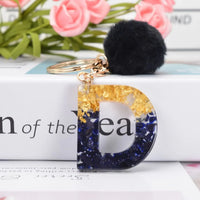 Glittery Fur Charm Letter Keychain