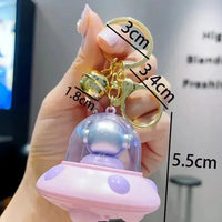 Astronaut Flying Saucer LED Keychain