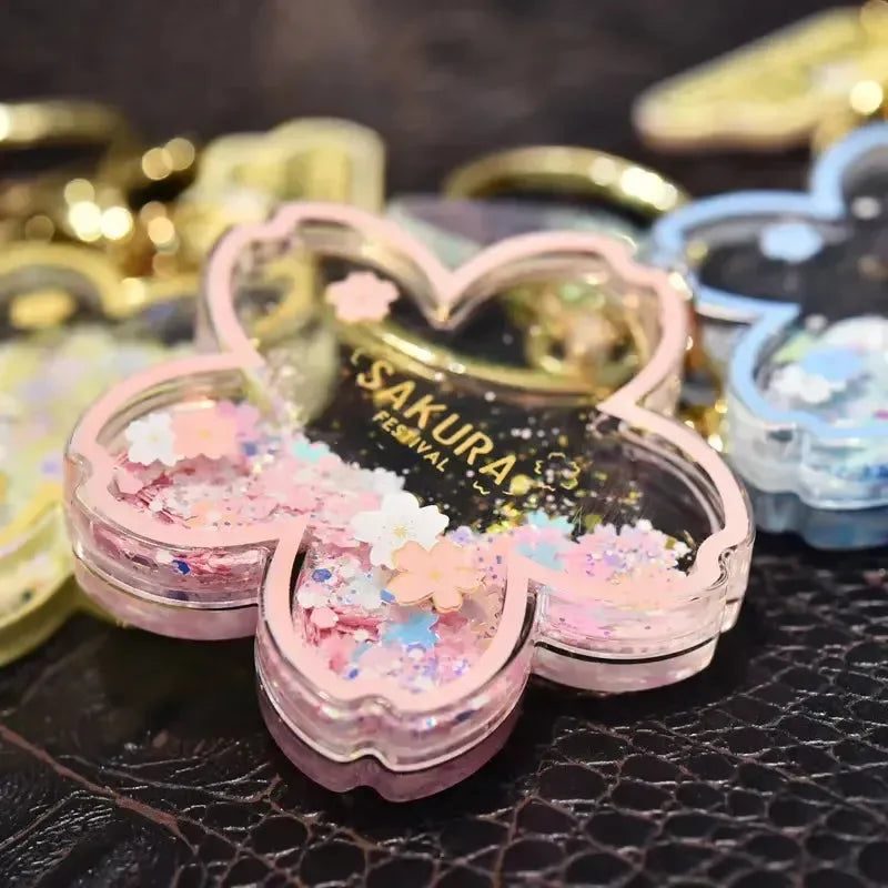 Sakura Shimmer Petal Liquid Keychain