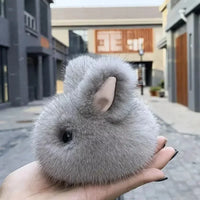 Snuggle-Soft Fur Bunny Plush Keychain