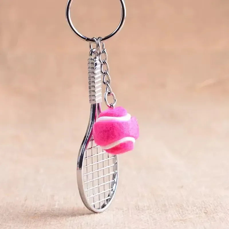 Sporty Style Tennis Racket & Ball Keychain