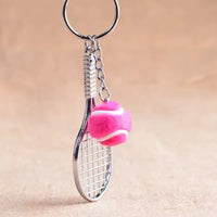 Sporty Style Tennis Racket & Ball Keychain