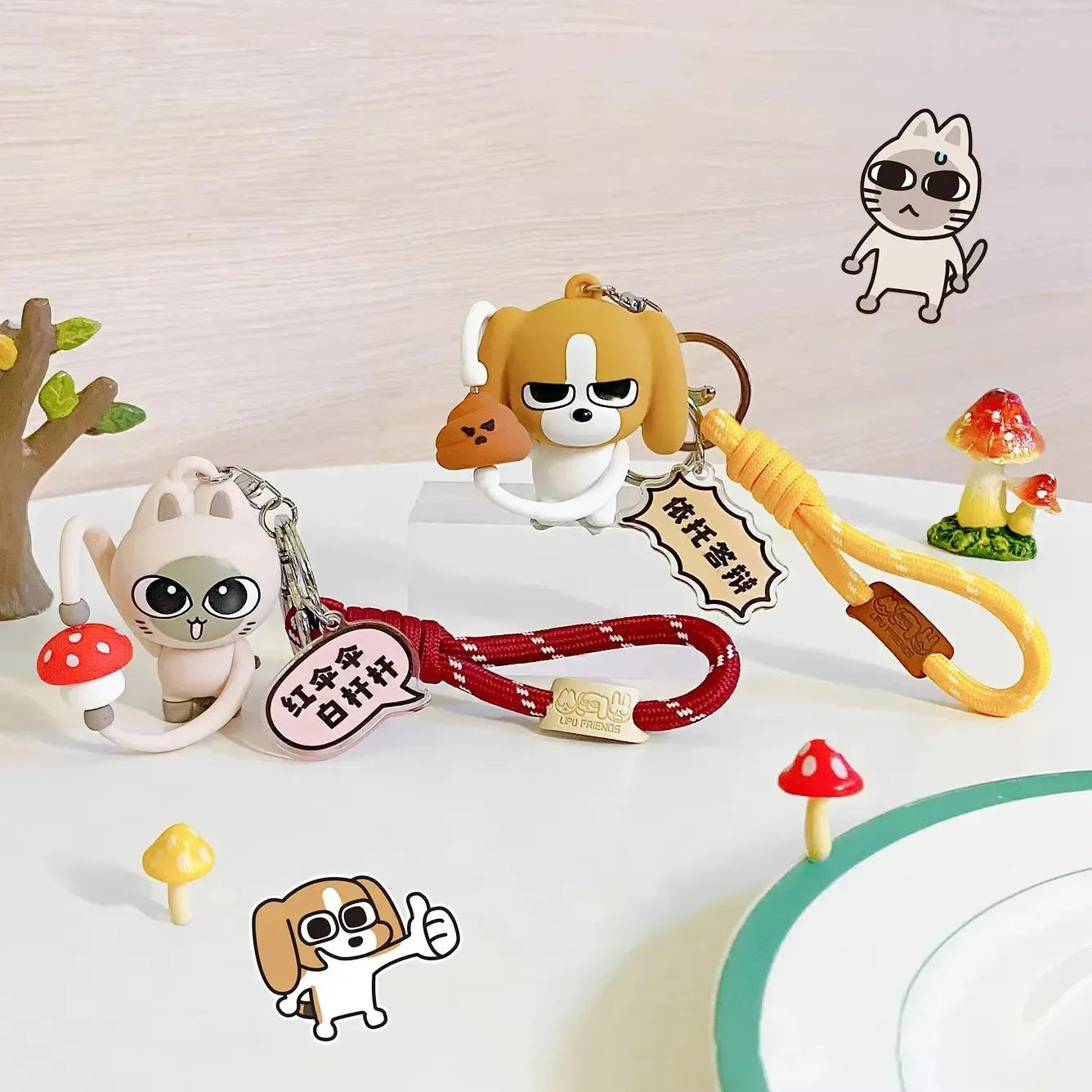 Whimsical Spinners Cat & Dog Keychain