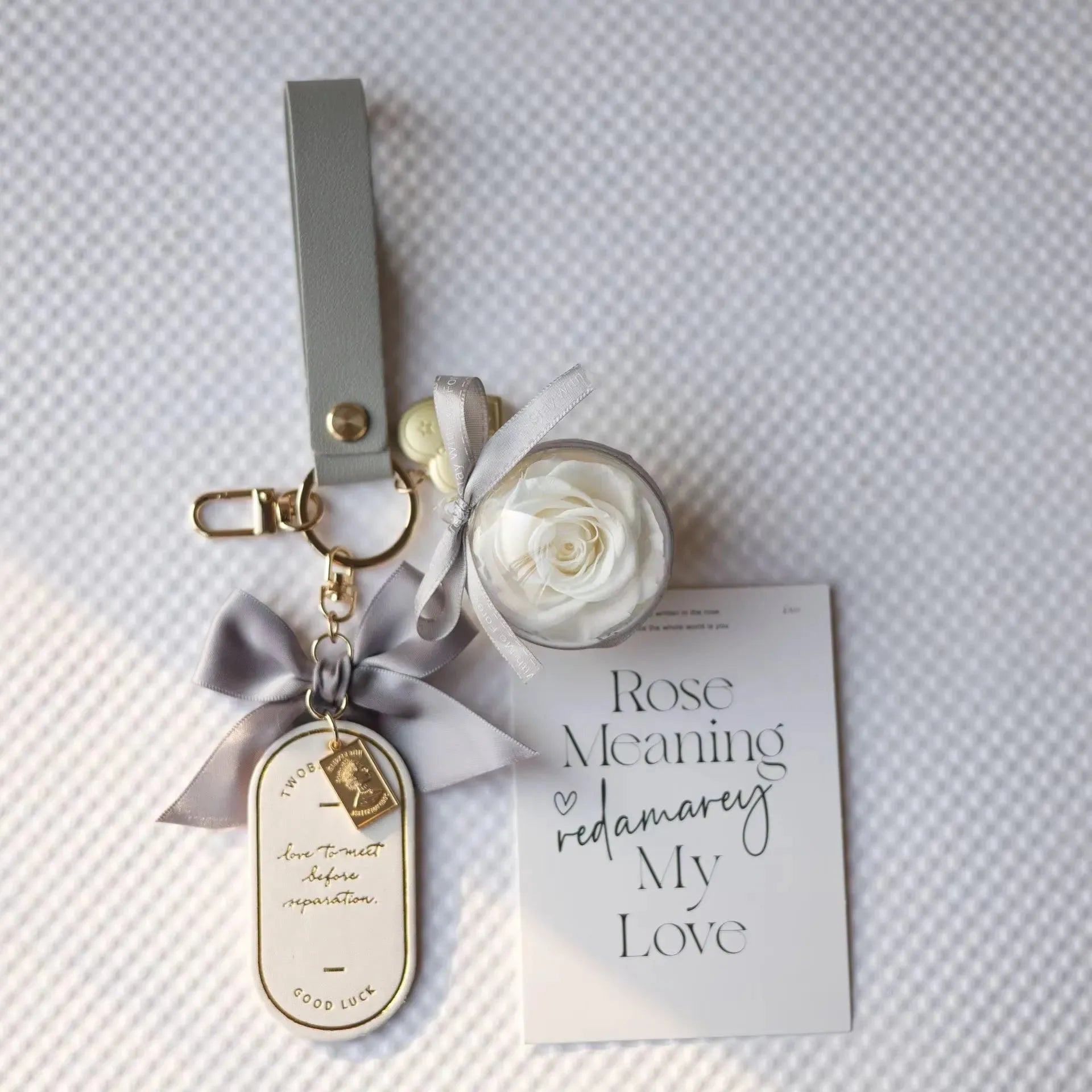 Preserved Rose Love Tag Keychain