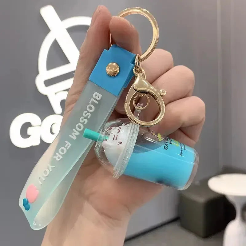 Kitty Cap Quench Liquid Keychain