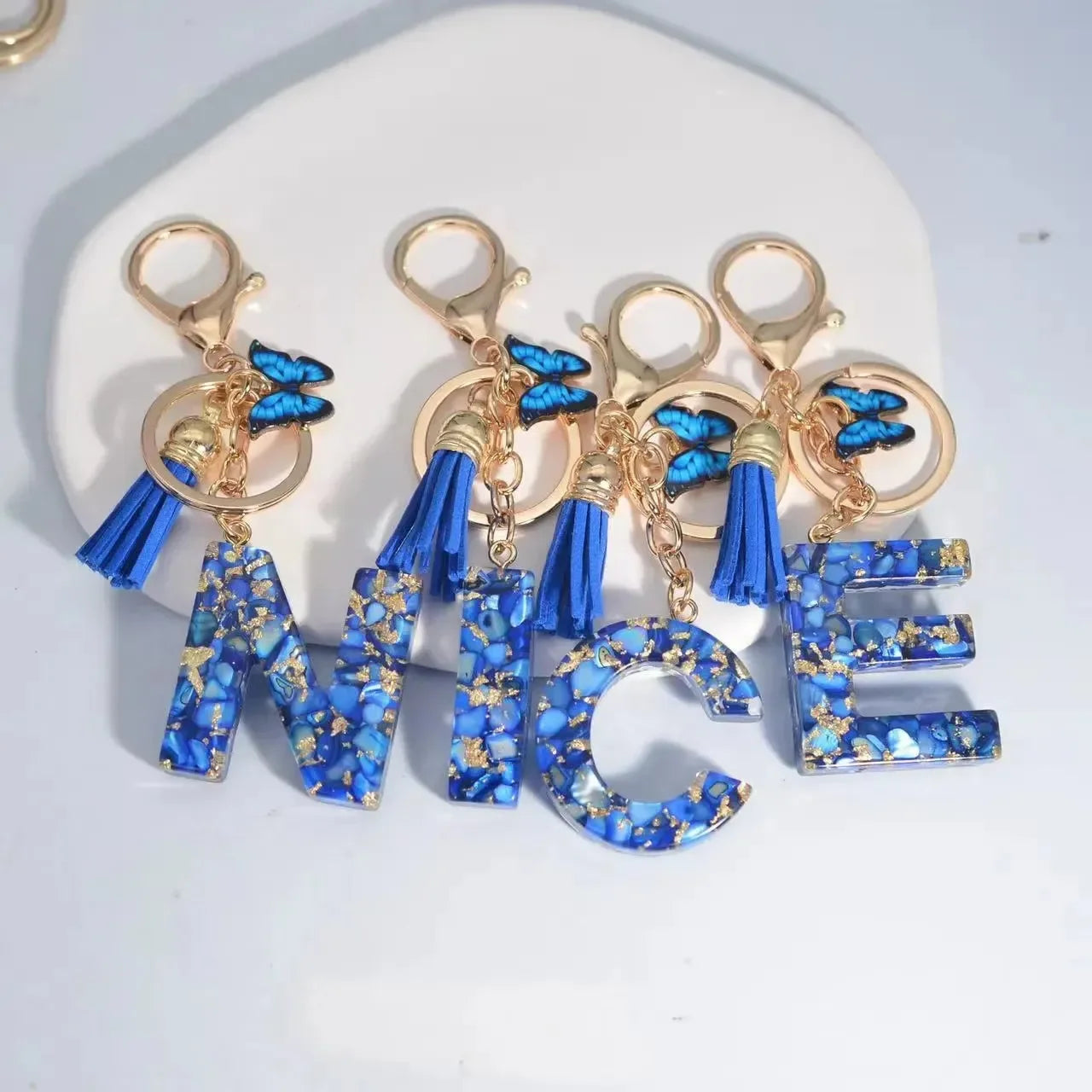 Sparkle & Shine Letter Charm Keychain