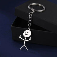 Finger Salute Doodle Stickman Keychain