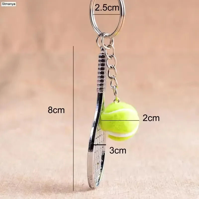 Sporty Style Tennis Racket & Ball Keychain