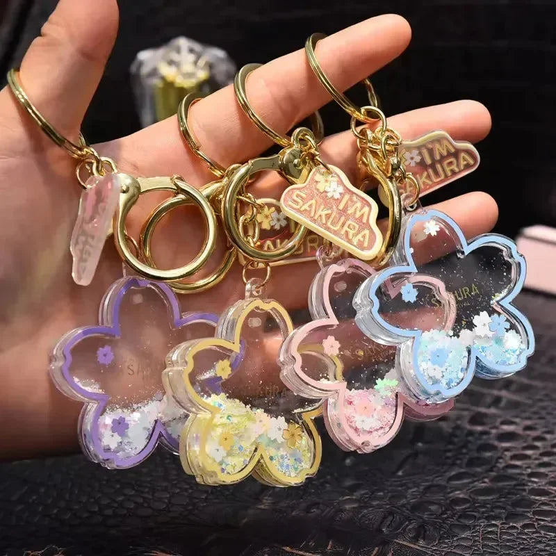 Sakura Shimmer Petal Liquid Keychain