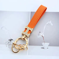 Premium H Pattern Leather Keychain