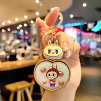 Porte-clés LED lumineux en forme de cœur Labubu 