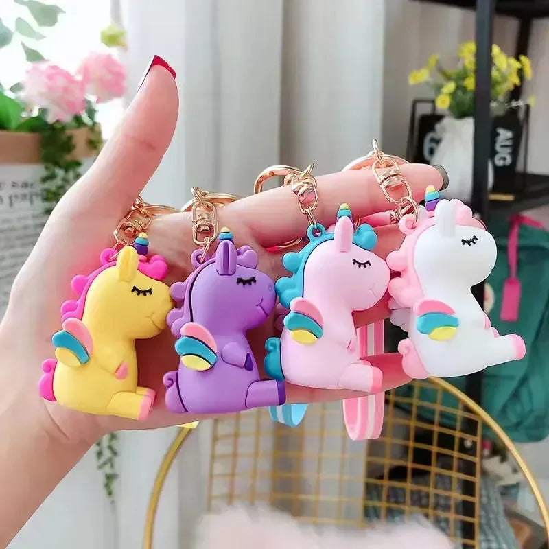 Porte-clés licorne ailes arc-en-ciel 