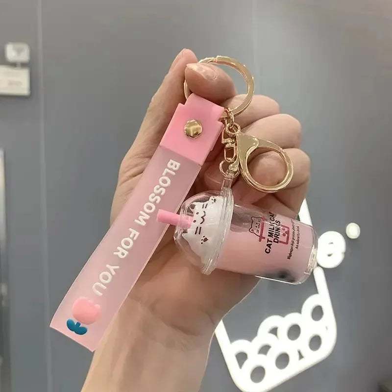 Kitty Cap Quench Liquid Keychain