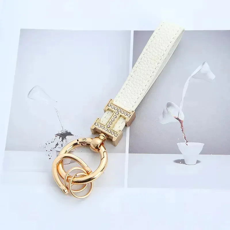 Premium H Pattern Leather Keychain