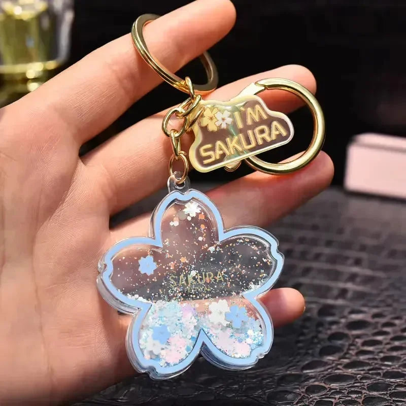 Sakura Shimmer Petal Liquid Keychain