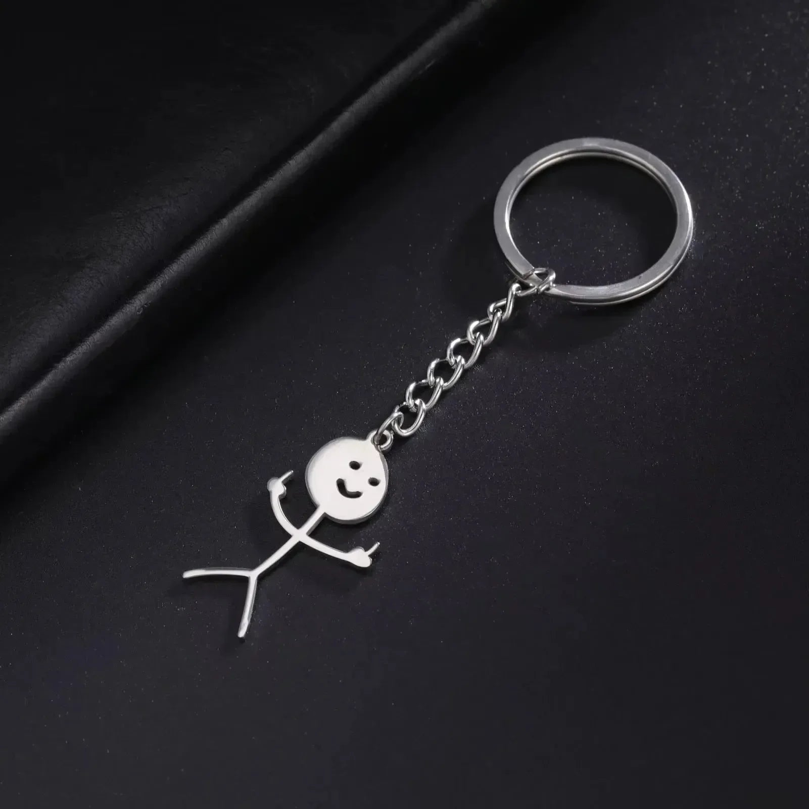 Finger Salute Doodle Stickman Keychain