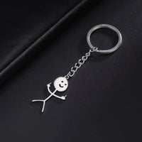 Finger Salute Doodle Stickman Keychain
