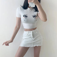Knit Sad Eyes Crop Top - Bear Hugs