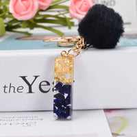 Glittery Fur Charm Letter Keychain