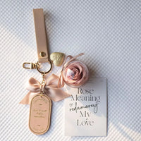 Preserved Rose Love Tag Keychain