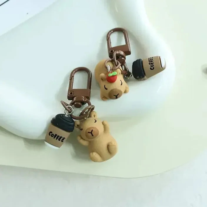 Coffee Break Capybara Keychain