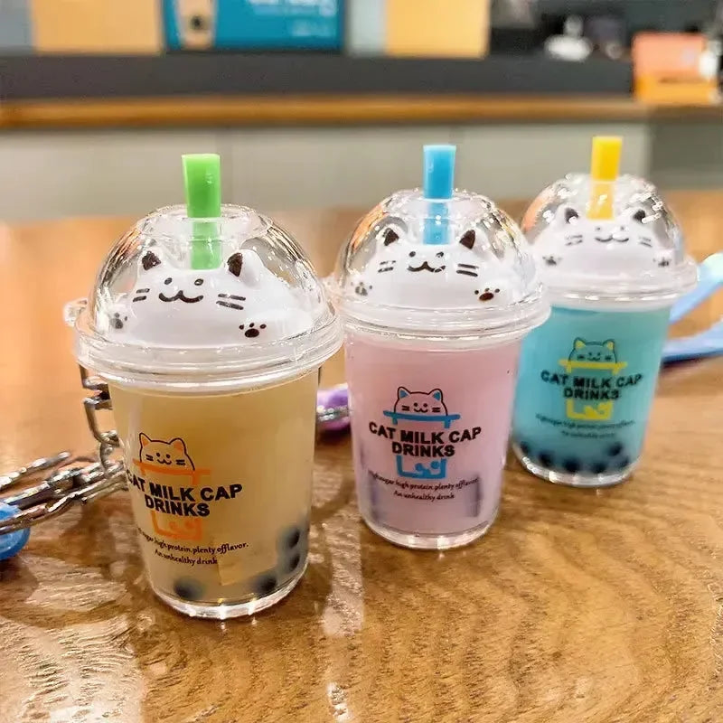 Kitty Cap Quench Liquid Keychain