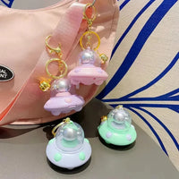 Astronaut Flying Saucer LED Keychain