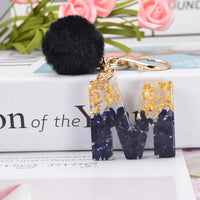 Glittery Fur Charm Letter Keychain