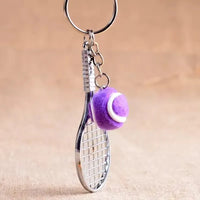 Sporty Style Tennis Racket & Ball Keychain