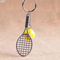 Sporty Style Tennis Racket & Ball Keychain