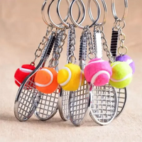 Sporty Style Tennis Racket & Ball Keychain