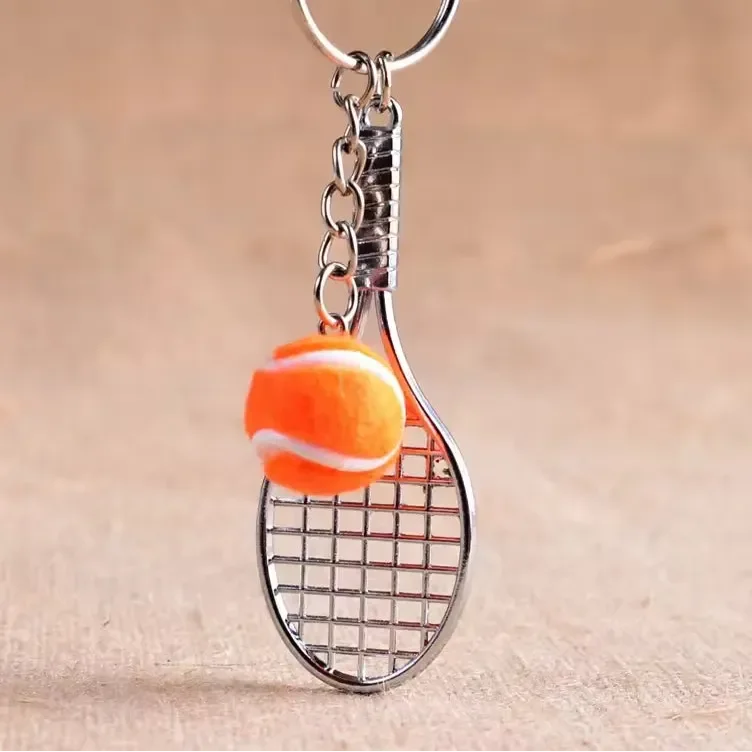 Sporty Style Tennis Racket & Ball Keychain