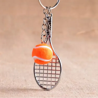Sporty Style Tennis Racket & Ball Keychain