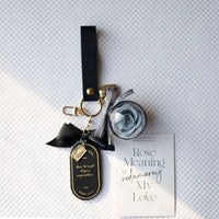 Preserved Rose Love Tag Keychain