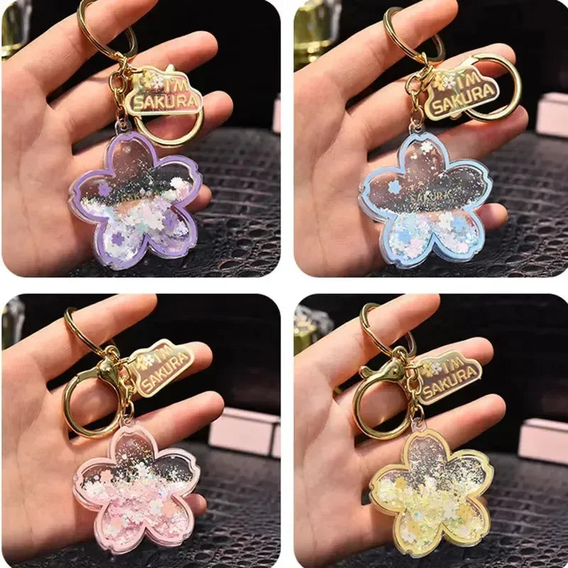 Sakura Shimmer Petal Liquid Keychain