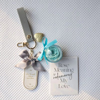 Preserved Rose Love Tag Keychain