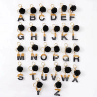 Glittery Fur Charm Letter Keychain