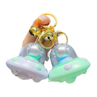 Astronaut Flying Saucer LED Keychain