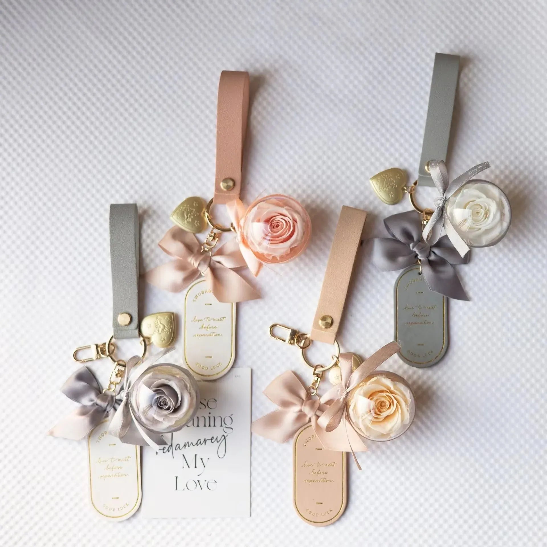 Preserved Rose Love Tag Keychain