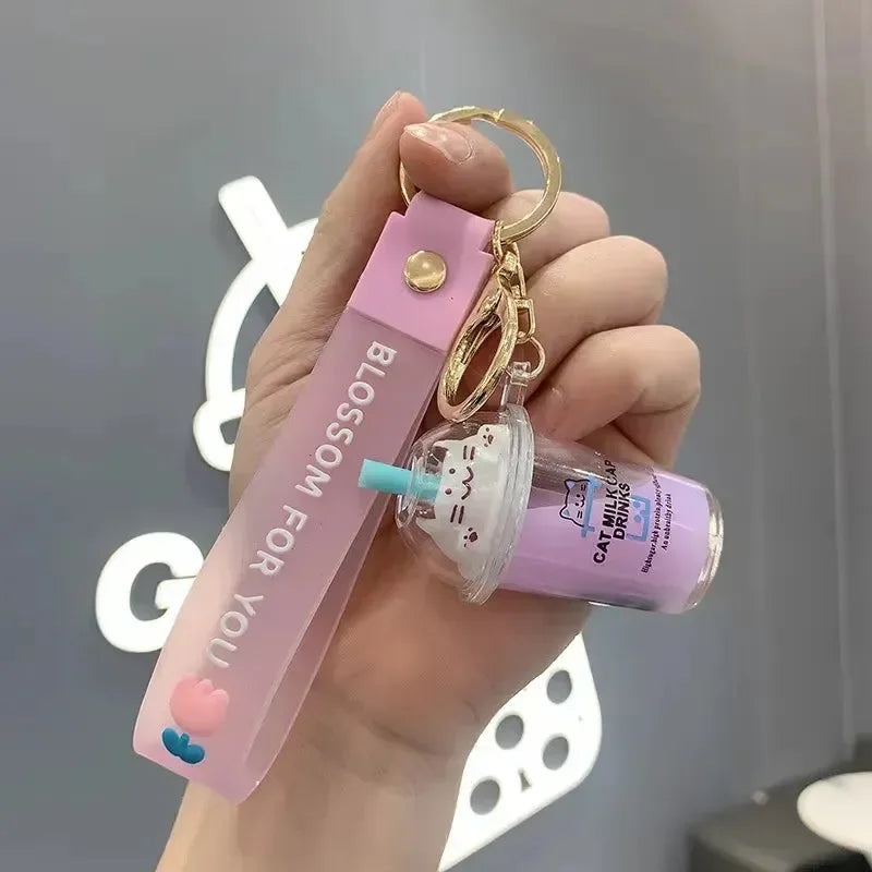 Kitty Cap Quench Liquid Keychain