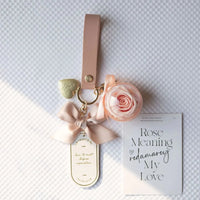 Preserved Rose Love Tag Keychain