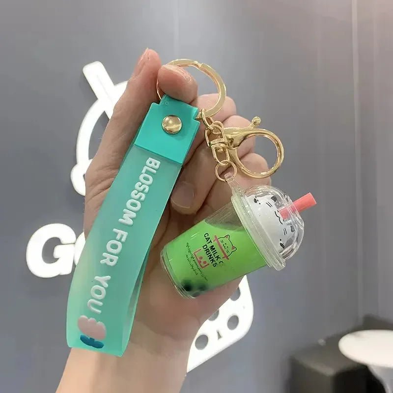 Kitty Cap Quench Liquid Keychain