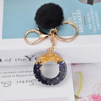 Glittery Fur Charm Letter Keychain