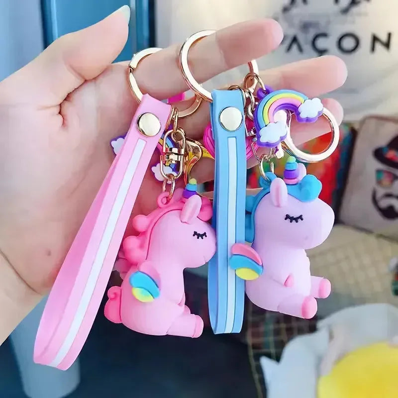 Porte-clés licorne ailes arc-en-ciel 