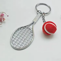 Sporty Style Tennis Racket & Ball Keychain