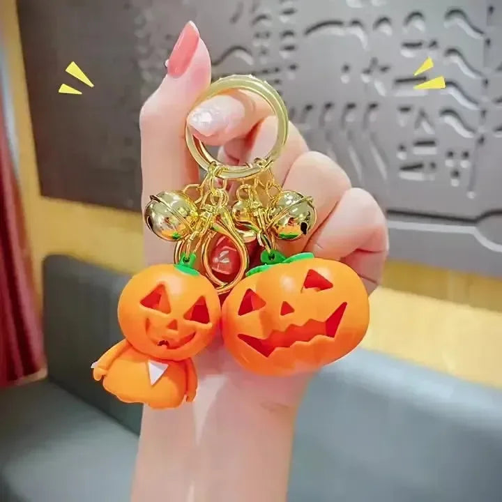 Spooky Sparkle Pumpkin LED Keychain