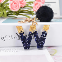 Glittery Fur Charm Letter Keychain